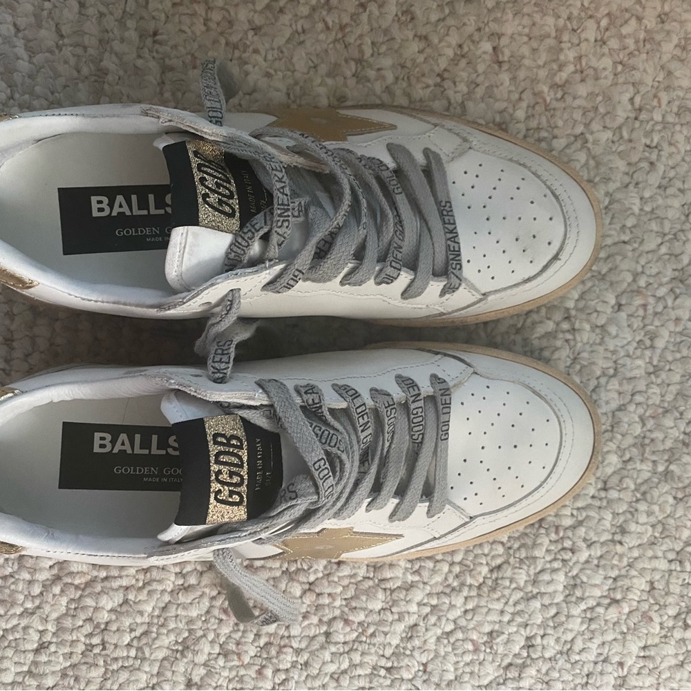 GOLDEN GOOSE Ballstar Mixed Leather Low Top Sneakers - Picture 4 of 10